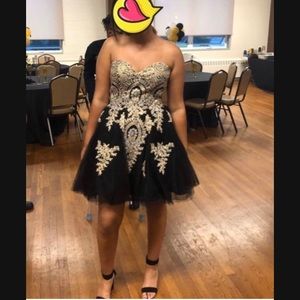 BLACK AND GOLD SWEET 15 DRESS